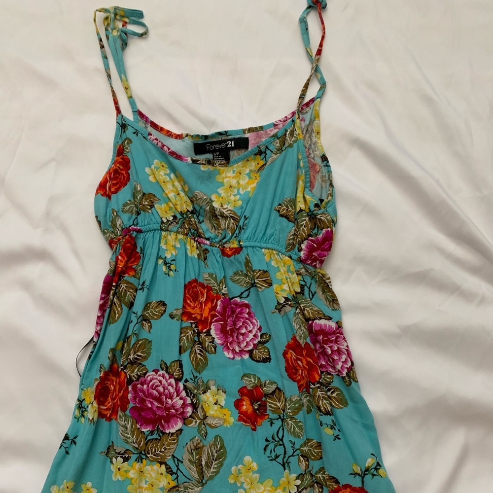 Teal floral dress